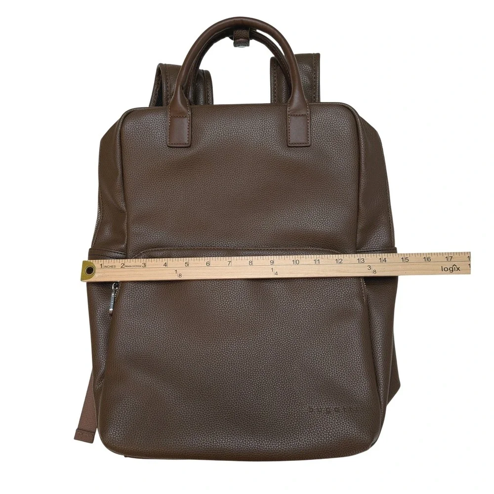 Bugatti BKP2466BU Brown Vegan Leather Laptop Backpack Travel Work Bag